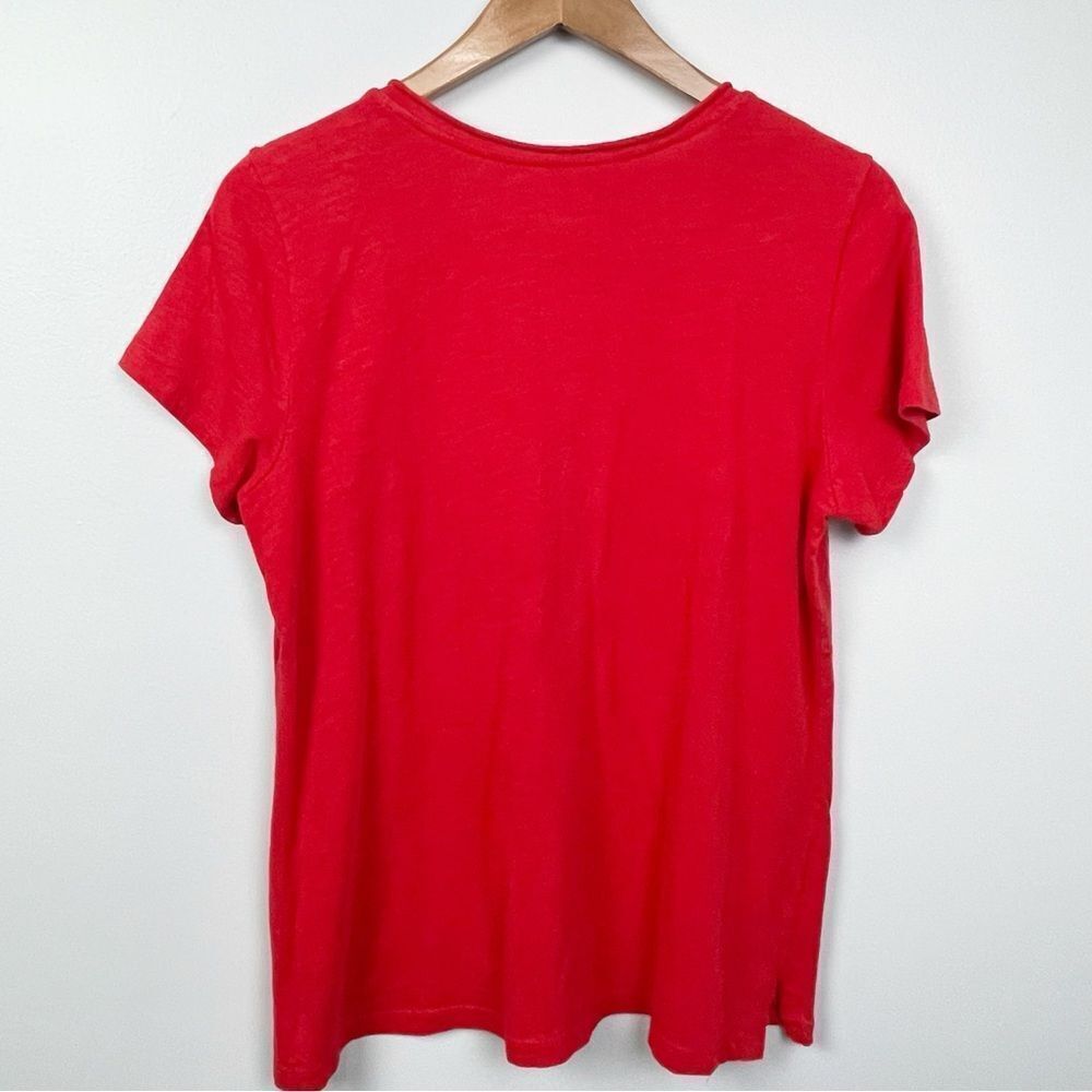 Eileen Fisher Raspberry V-Neck Short Sleeve Tee - Picture 5 of 5